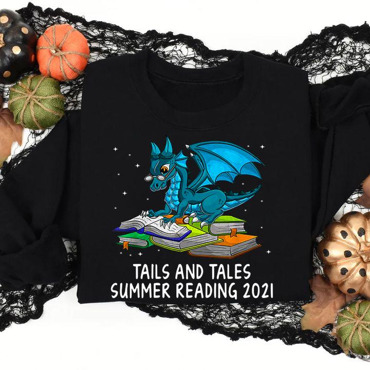 Tails And Tales Summer Reading 2021 Library Dragon t-shirt sweatshirt
