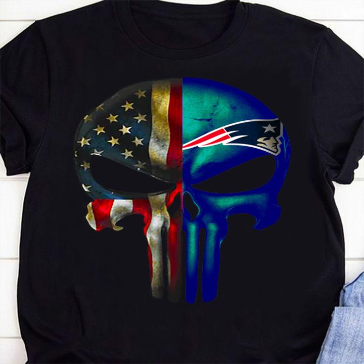 Premium Punisher Skull American flag New England Patriots t-shirt shirt