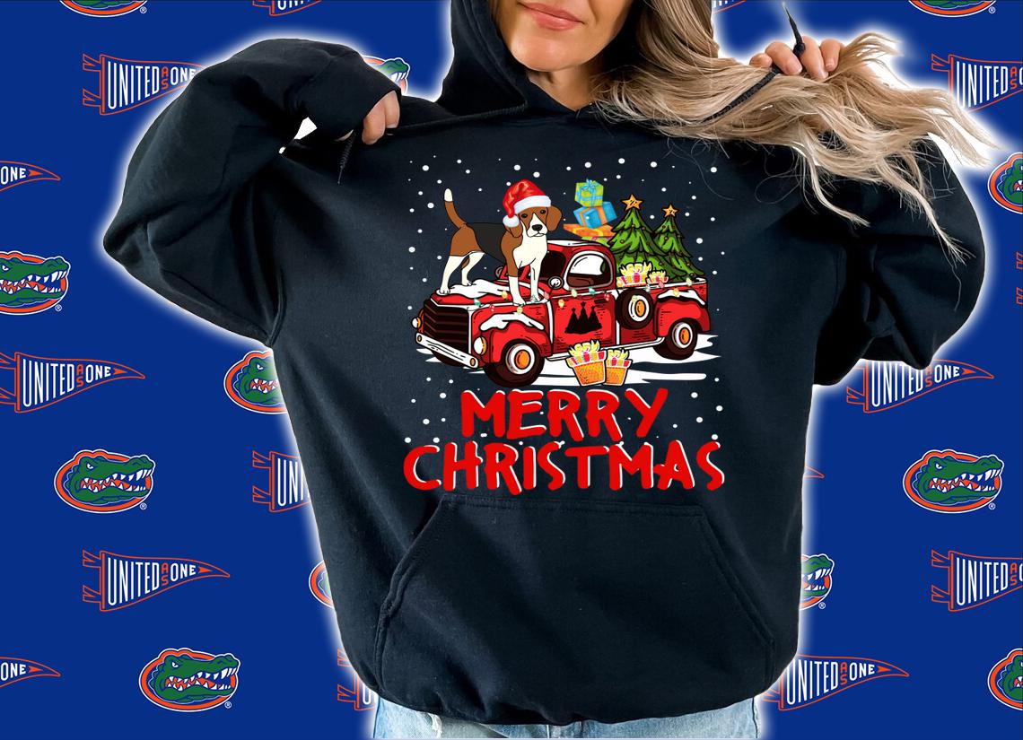 Beagle Rides Red Truck Merry Christmas Pajama Funny Gifts sweater t-shirt hoodie