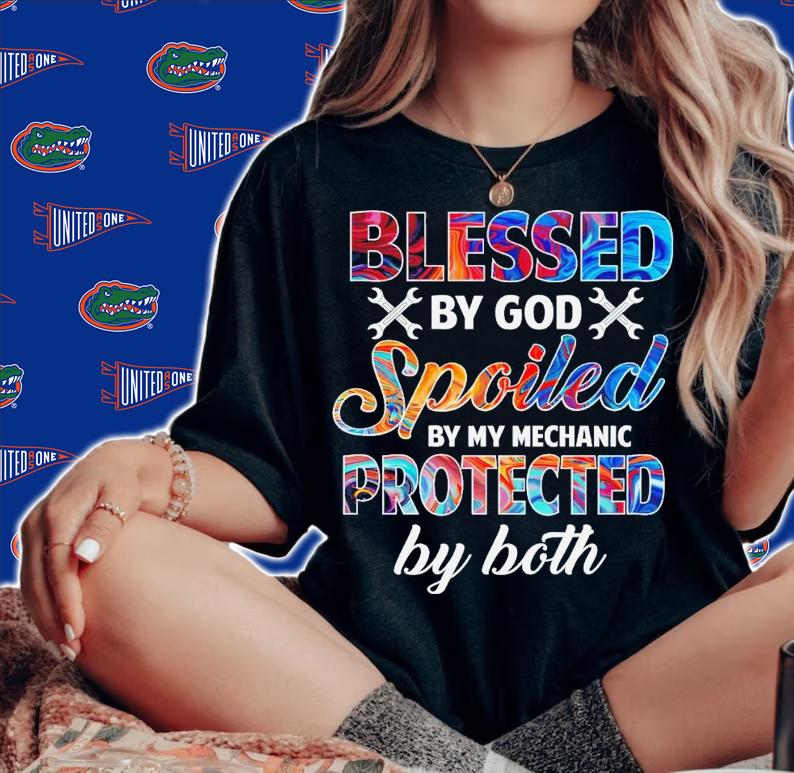 Blessed by God spoiled by my mechanic protected by both shirt t-shirt woman shirt