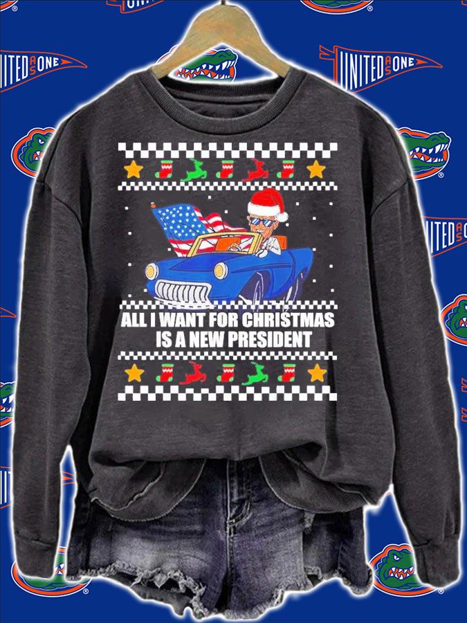 Funny biden All I Want For Christmas Is A New President Santa Claus Christmas Ugly Shirt t-shirt sweatshirt