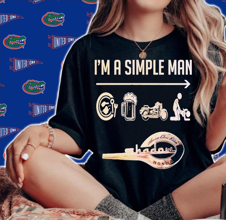 I'm a simple man breakfast and beer and motorbike and sex shawdow honda t-shirt woman shirt