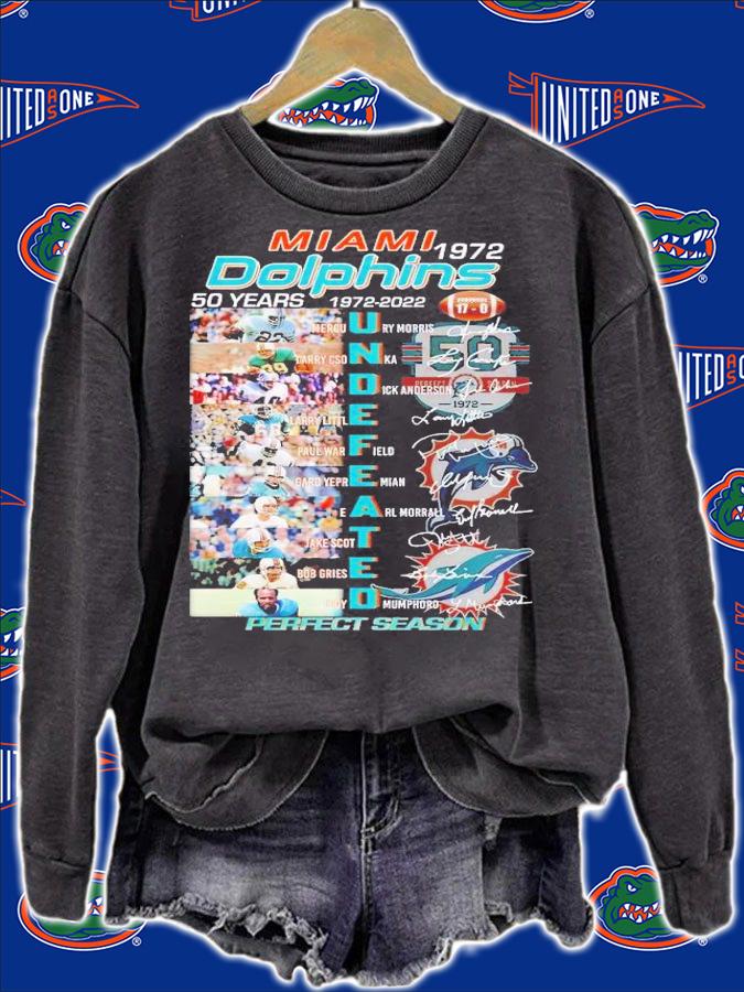 Miami Dolphins 1972 50 years 1972 2022 undefeated perfect season signatures shirt t-shirt sweatshirt