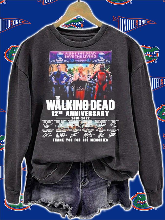 Fight The Dead Save The Living The Walking Dead 12th Anniversary 2018-2022 Signatures Thank You For The Memories Shirt