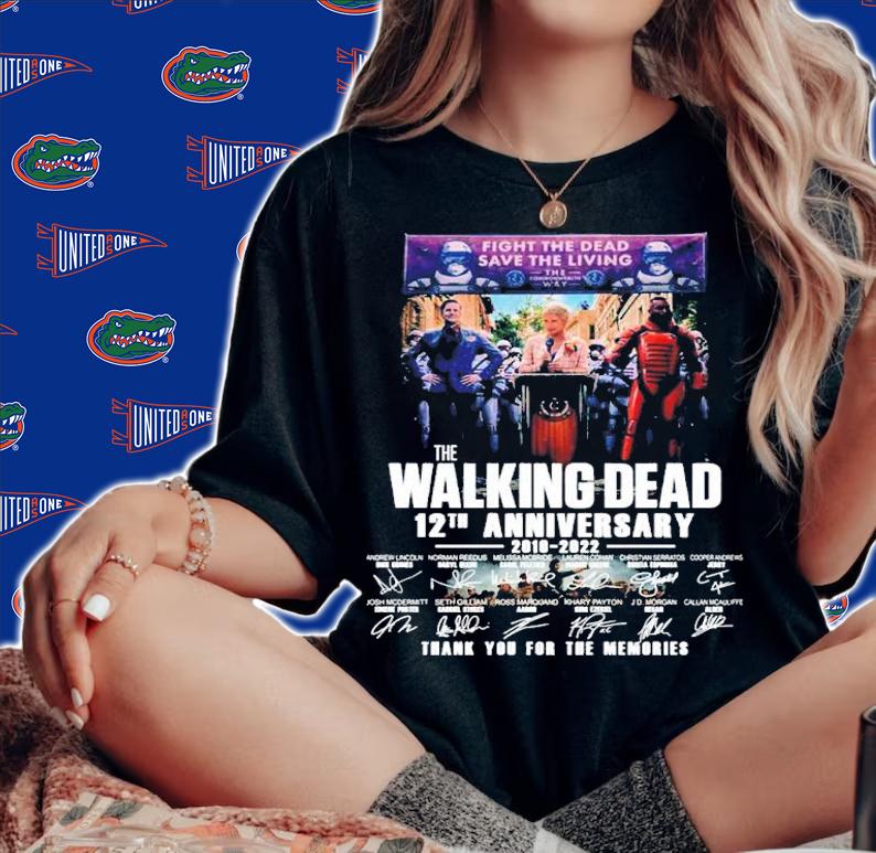 Fight The Dead Save The Living The Walking Dead 12th Anniversary 2018-2022 Signatures Thank You For The Memories Shirt