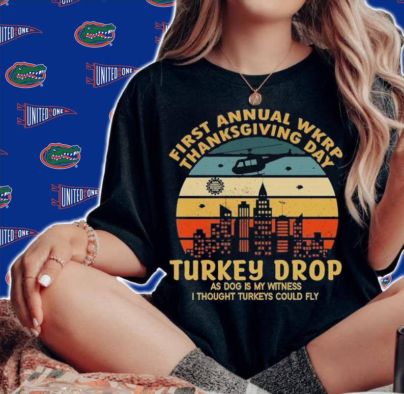 First Annual WKRP Thanksgiving Day Turkey Drop With LesNessman T-Shirt woman shirt