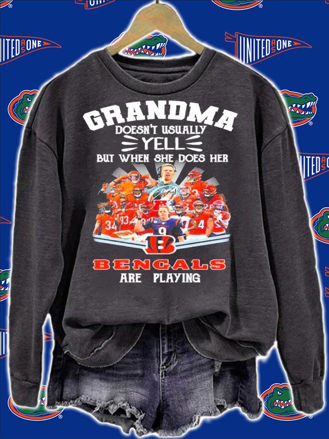 Grandma Doesn't Usually Yell But When She Does Her Bengals Are Playing Shirt