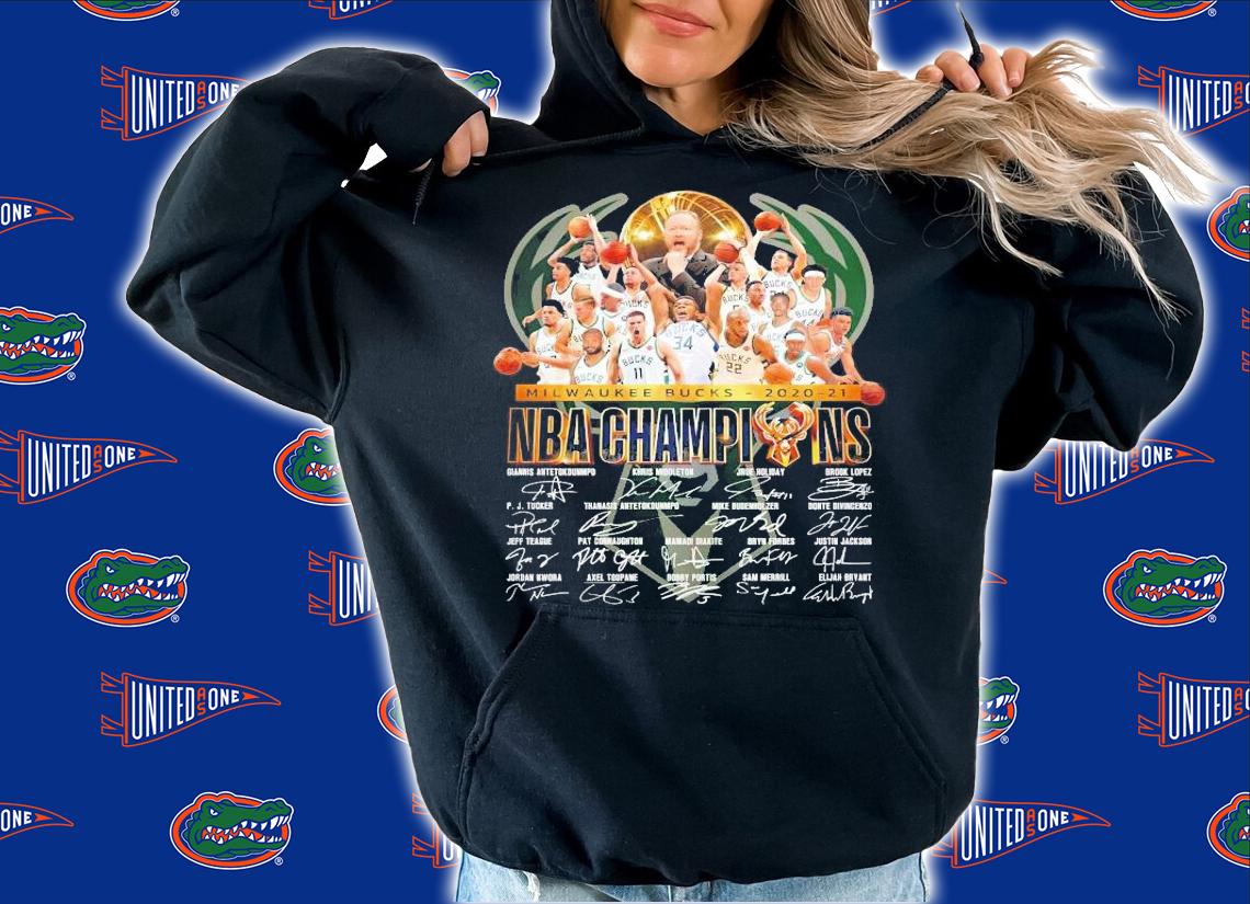 Milwaukee Bucks 2020 21 NBA Champions signatures shirt
