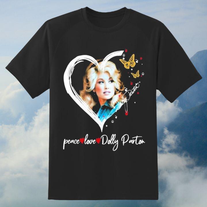 Peace Love Dolly Parton Autograph T-Shirt - Unique Gift for Fans
