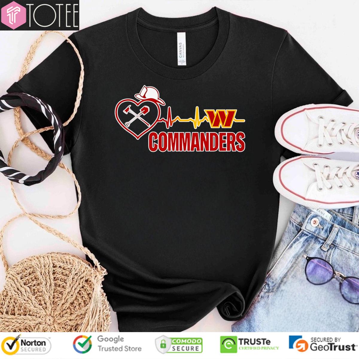 Firefighter Heartbeat Washington Commanders Nurse Stethoscope T-Shirt