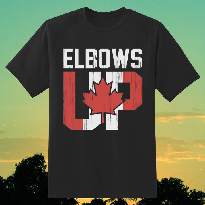 Elbows Up Maple Leaf Canada Flag J'Aime Le Canada Patriotic T-Shirt