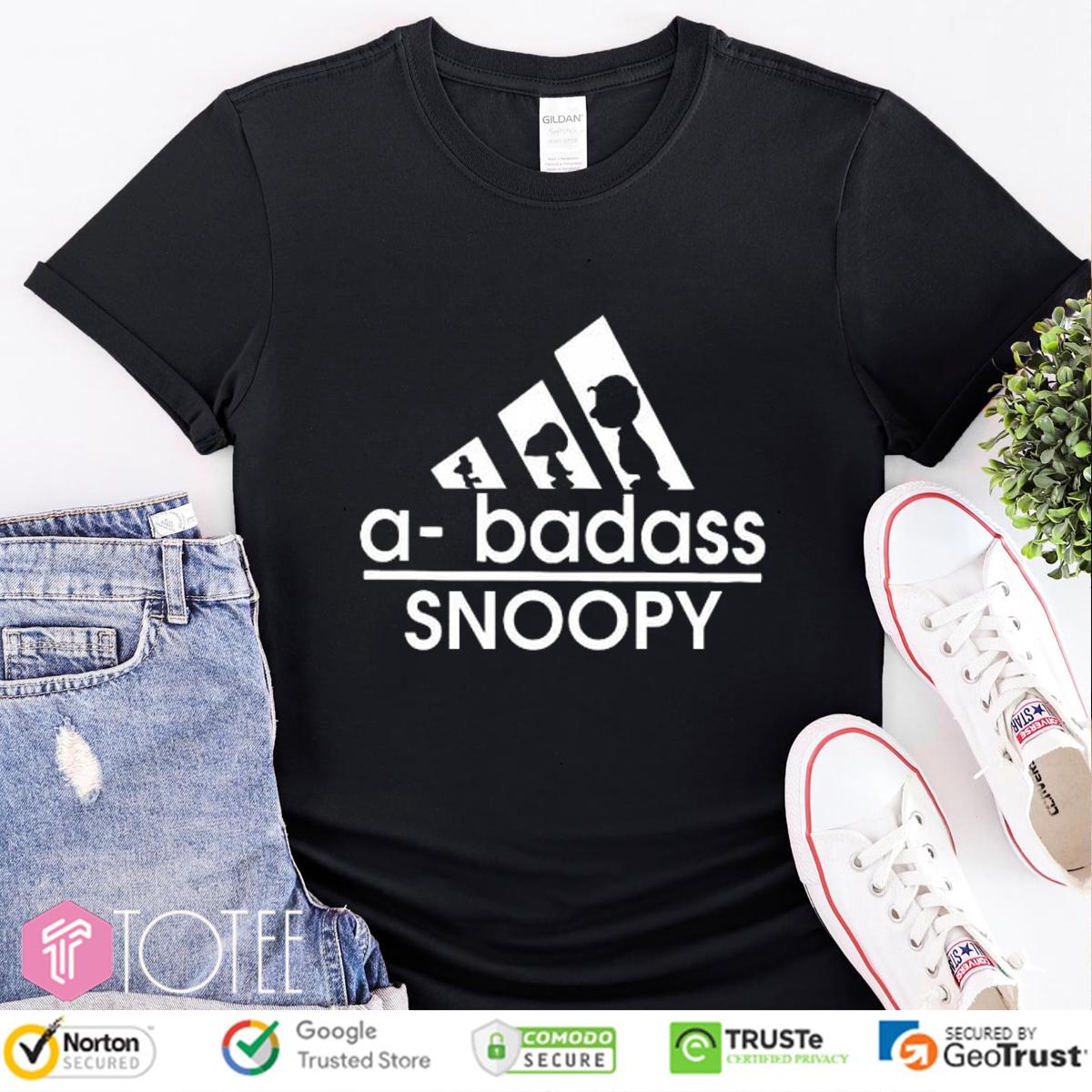 Peanuts Snoopy Woodstock Charlie Brown A-Badass Parody Adidas Logo T-Shirt