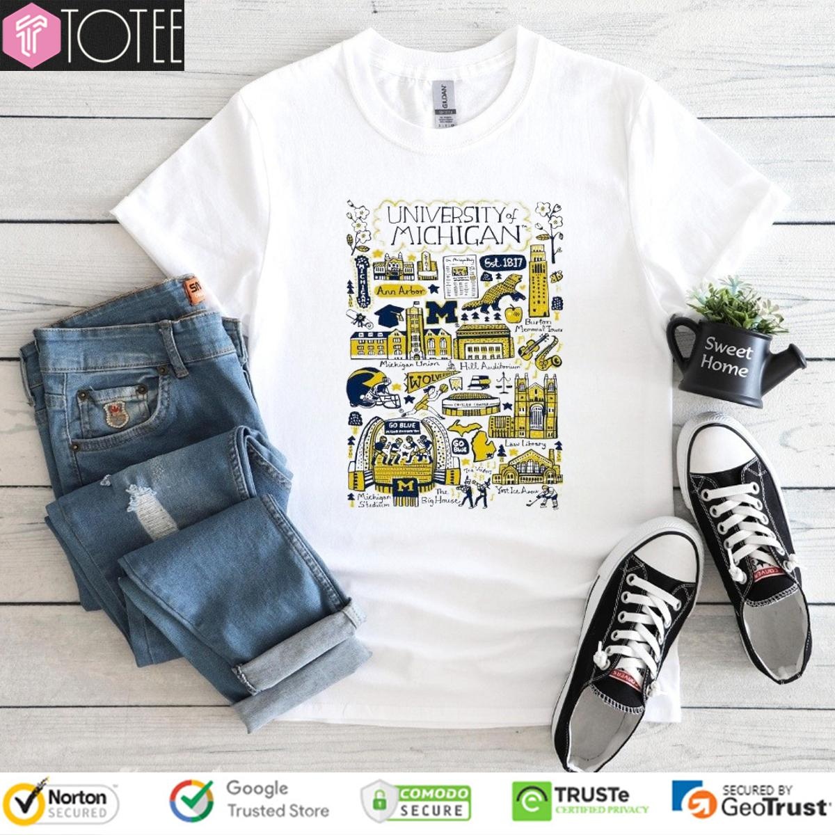 University Of Michigan Wolverines Art Illustration T-shirt